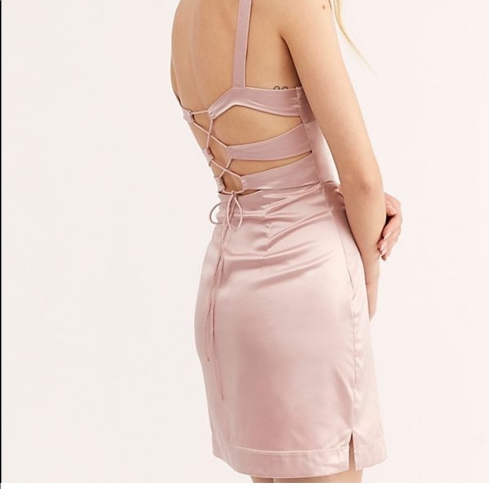 Free People Tongue Tied Mini Dress in Blush Pink Size Small